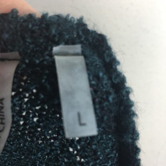 Soft Surroundings Dark Green Asymmetrical Hem Contrast Stripe Sweater Large - Picture 4 of 7